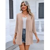 Zeagoo Women’s 3/4 Sleeve Lightweight Cardigan Casual Open Front Cardigans(Khaki)