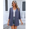 Zeagoo Women’s 3/4 Sleeve Lightweight Cardigan Casual Open Front Cardigans(Navy Blue)