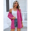 Zeagoo Women’s 3/4 Sleeve Lightweight Cardigan Casual Open Front Cardigans(Rose Red)