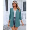 Zeagoo Women’s 3/4 Sleeve Lightweight Cardigan Casual Open Front Cardigans(Turquoise)