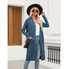 Zeagoo Women’s Long Cardigan Sweaters Lightweight Sweater Long Sleeve Open Front Casual Knit Duster Cardigans with Pocket(Blue)