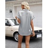 Zeagoo Womens Satin Blouse Short Sleeve Silk Tops Button Down Shirts(Silver Grey)