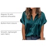 Zeagoo Womens Satin Blouse Short Sleeve Silk Tops Button Down Shirts(Teal)