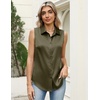Zeagoo Womens Satin Blouse Sleeveless Silk Tank Tops Button Down Shirts(Army Green)