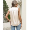 Zeagoo Womens Satin Blouse Sleeveless Silk Tank Tops Button Down Shirts(Beige)