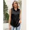 Zeagoo Womens Satin Blouse Sleeveless Silk Tank Tops Button Down Shirts(Black)