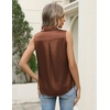 Zeagoo Womens Satin Blouse Sleeveless Silk Tank Tops Button Down Shirts(Brown)