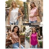 Zeagoo Womens Satin Blouse Sleeveless Silk Tank Tops Button Down Shirts(Hot Pink)