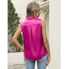 Zeagoo Womens Satin Blouse Sleeveless Silk Tank Tops Button Down Shirts(Hot Pink)