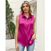 Zeagoo Womens Satin Blouse Sleeveless Silk Tank Tops Button Down Shirts(Hot Pink)
