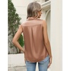 Zeagoo Womens Satin Blouse Sleeveless Silk Tank Tops Button Down Shirts(Light Brown)
