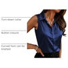 Zeagoo Womens Satin Blouse Sleeveless Silk Tank Tops Button Down Shirts(Navy)