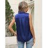 Zeagoo Womens Satin Blouse Sleeveless Silk Tank Tops Button Down Shirts(Navy)