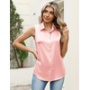 Zeagoo Womens Satin Blouse Sleeveless Silk Tank Tops Button Down Shirts(Pink)