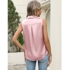 Zeagoo Womens Satin Blouse Sleeveless Silk Tank Tops Button Down Shirts(Pink-2)