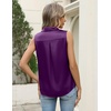 Zeagoo Womens Satin Blouse Sleeveless Silk Tank Tops Button Down Shirts(Purple-1)