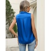 Zeagoo Womens Satin Blouse Sleeveless Silk Tank Tops Button Down Shirts(Royal Blue)