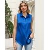 Zeagoo Womens Satin Blouse Sleeveless Silk Tank Tops Button Down Shirts(Royal Blue)