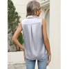 Zeagoo Womens Satin Blouse Sleeveless Silk Tank Tops Button Down Shirts(Silver)