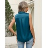 Zeagoo Womens Satin Blouse Sleeveless Silk Tank Tops Button Down Shirts(Teal Blue-1)