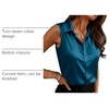 Zeagoo Womens Satin Blouse Sleeveless Silk Tank Tops Button Down Shirts(Teal Blue-1)