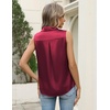 Zeagoo Womens Satin Blouse Sleeveless Silk Tank Tops Button Down Shirts(Wine Red)