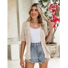 Zeagoo Women’s Short Sleeve Sweaters 2026 Summer Crochet Cropped Cardigan(Apricot)