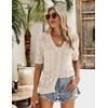 Zeagoo Women’s Short Sleeve Sweaters 2026 Summer Crochet Cropped Cardigan(Apricot)