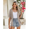 Zeagoo Women’s Short Sleeve Sweaters 2026 Summer Crochet Cropped Cardigan(Beige)