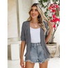 Zeagoo Women’s Short Sleeve Sweaters 2026 Summer Crochet Cropped Cardigan(Dark Grey)