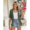 Zeagoo Women’s Short Sleeve Sweaters 2026 Summer Crochet Cropped Cardigan(Green)