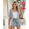Zeagoo Women’s Short Sleeve Sweaters 2026 Summer Crochet Cropped Cardigan(Grey)