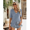 Zeagoo Women’s Short Sleeve Sweaters 2026 Summer Crochet Cropped Cardigan(Grey Blue)