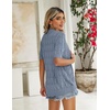 Zeagoo Women’s Short Sleeve Sweaters 2026 Summer Crochet Cropped Cardigan(Grey Blue)