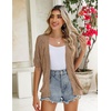 Zeagoo Women’s Short Sleeve Sweaters 2026 Summer Crochet Cropped Cardigan(Khaki)