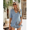 Zeagoo Women’s Short Sleeve Sweaters 2026 Summer Crochet Cropped Cardigan(Light Blue)