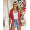 Zeagoo Women’s Short Sleeve Sweaters 2026 Summer Crochet Cropped Cardigan(Red)