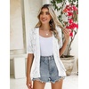 Zeagoo Women’s Short Sleeve Sweaters 2026 Summer Crochet Cropped Cardigan(White)