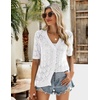 Zeagoo Women’s Short Sleeve Sweaters 2026 Summer Crochet Cropped Cardigan(White)