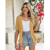 Zeagoo Women’s Short Sleeve Sweaters 2026 Summer Crochet Cropped Cardigan(Yellow)