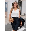 Zeagoo Women’s Silk Satin Camisole Tank Tops V Neck Blouses Work Shirts(A-white)