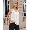 Zeagoo Women’s Silk Satin Camisole Tank Tops V Neck Blouses Work Shirts(A-white)