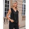Zeagoo Women’s Silk Satin Camisole Tank Tops V Neck Blouses Work Shirts(Black)