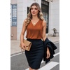Zeagoo Women’s Silk Satin Camisole Tank Tops V Neck Blouses Work Shirts(Caramel)