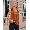Zeagoo Women’s Silk Satin Camisole Tank Tops V Neck Blouses Work Shirts(Caramel)