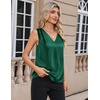 Zeagoo Women’s Silk Satin Camisole Tank Tops V Neck Blouses Work Shirts(Dark Green)