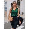 Zeagoo Women’s Silk Satin Camisole Tank Tops V Neck Blouses Work Shirts(Dark Green)