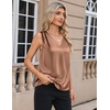 Zeagoo Women’s Silk Satin Camisole Tank Tops V Neck Blouses Work Shirts(Dark Khaki)