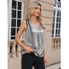 Zeagoo Women’s Silk Satin Camisole Tank Tops V Neck Blouses Work Shirts(Gray)