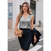 Zeagoo Women’s Silk Satin Camisole Tank Tops V Neck Blouses Work Shirts(Gray)